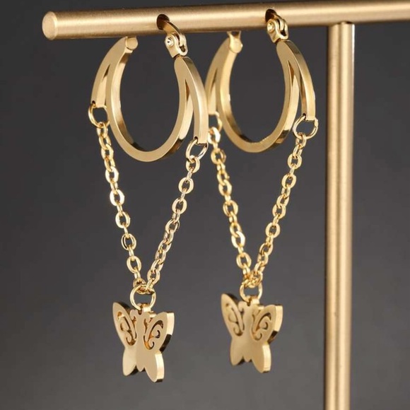 “Curlicue Butterfly” Coil Spiral Swirl Loop Twist Scroll Suspension Steel Hoops - Picture 2 of 5